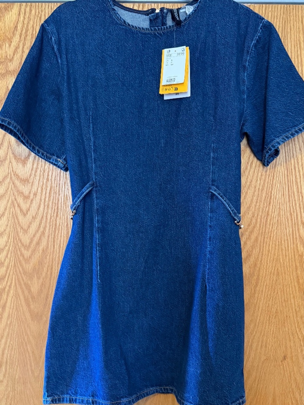 H&M Buckle Detail Denim Mini Dress S - Picture 6 of 9